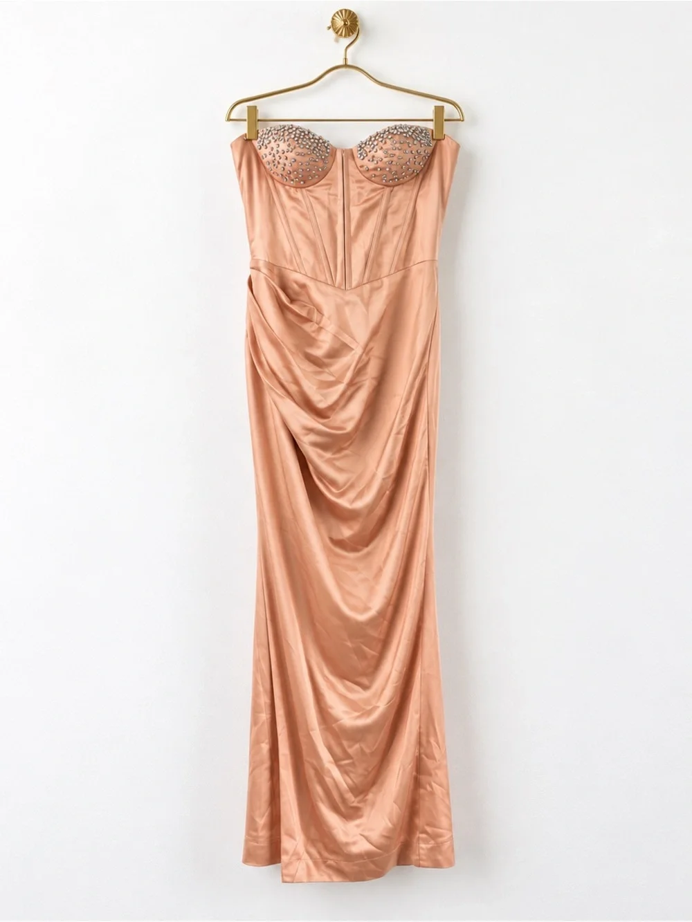 MISS CIRCLE NEW YORK AMELIA BLUSH SATIN CRYSTALS DRESS PROM GOWN EXTRA LARGE XL